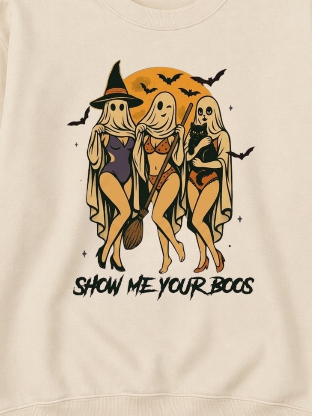 Show Me Your Boos Halloween Ghost Trio Sweatshirt - Off white - Picture 2 of 3